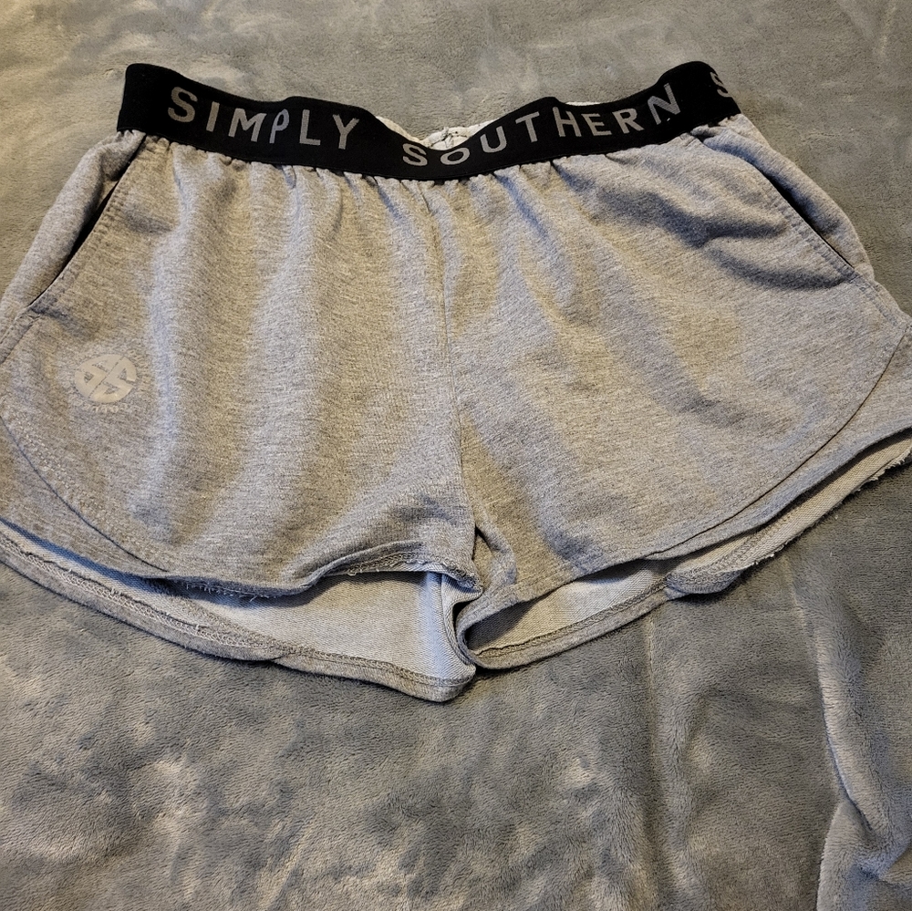 Simply Southern Ladies Shorts, Grey with Black Band